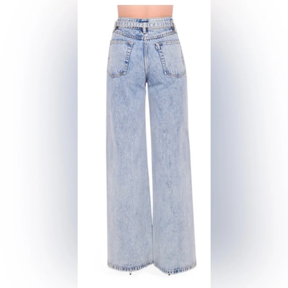 3.1 PHILLIP LIM  Denim Wide Leg Belted Jean in Malibu Blue sz 8 - Picture 3 of 3
